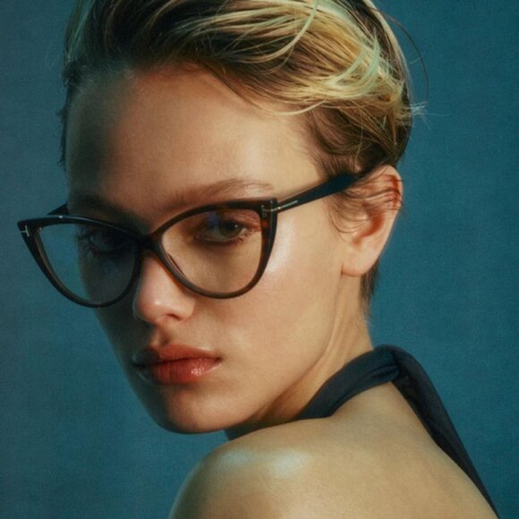 Tom Ford FT5843-B 052 Cat Eye Eyeglasses 56mm - Havana/Blue Light Block - Picture 3 of 9